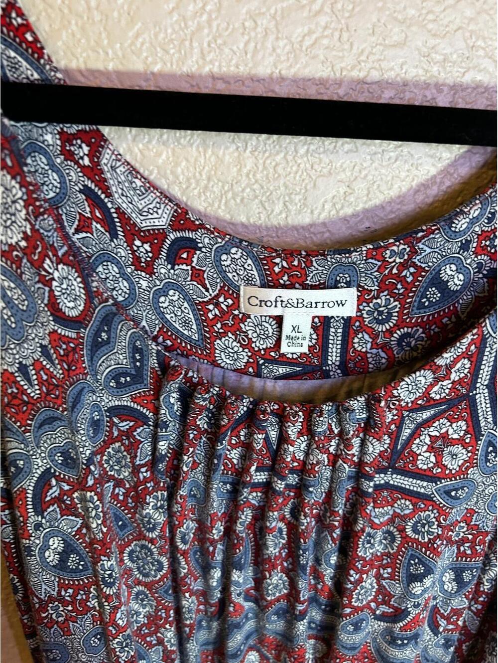 Croft & Barrow XL Sleeveless Paisley Print Dress with Waist Tie